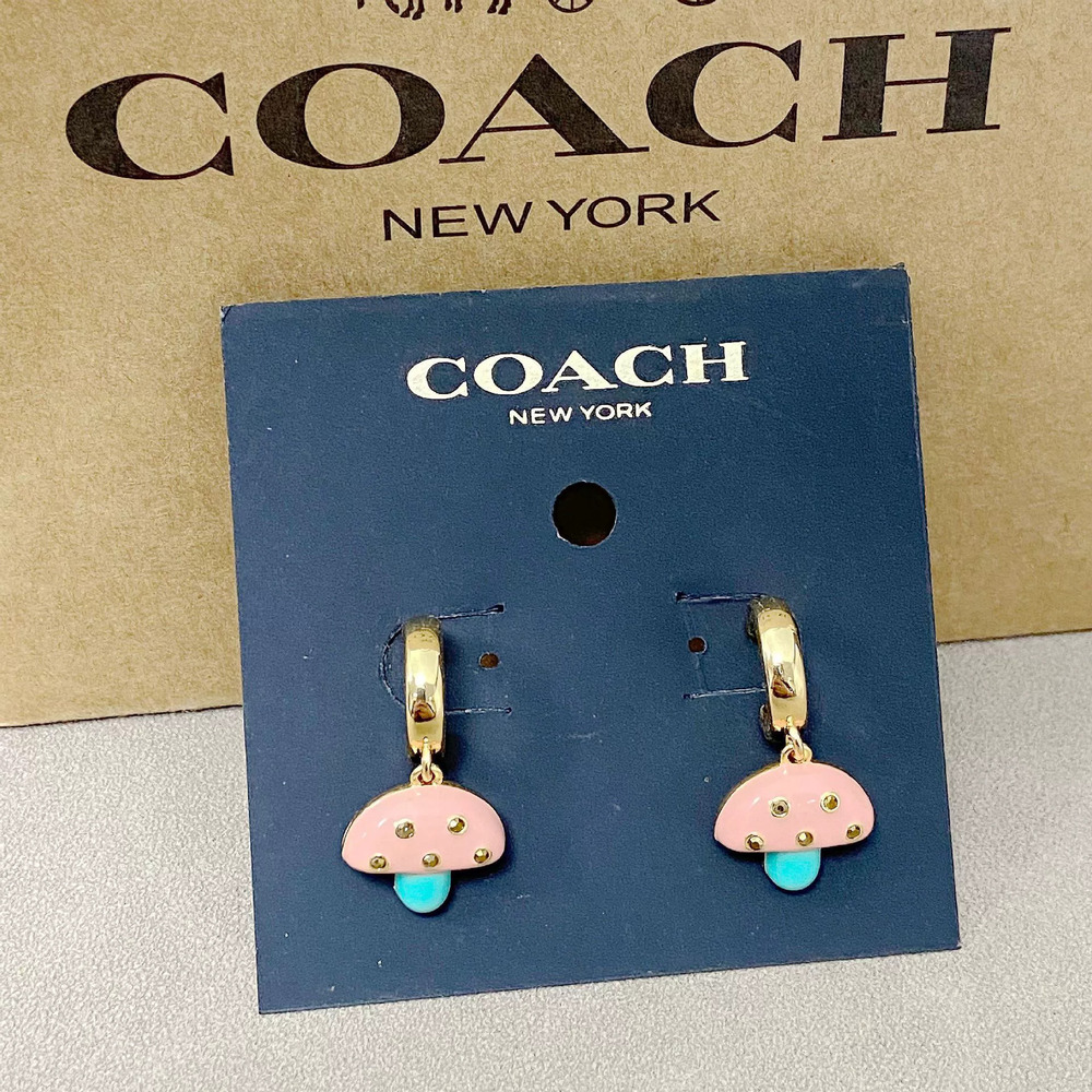Coach Mushroom Shape Rhinestone Stud Earrings